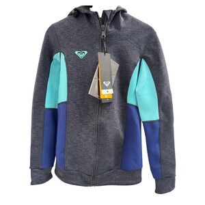 NWT Roxy Salt Water Hoodie Wetsuit Top Women Size 6 Grey Blue  Syncro Series